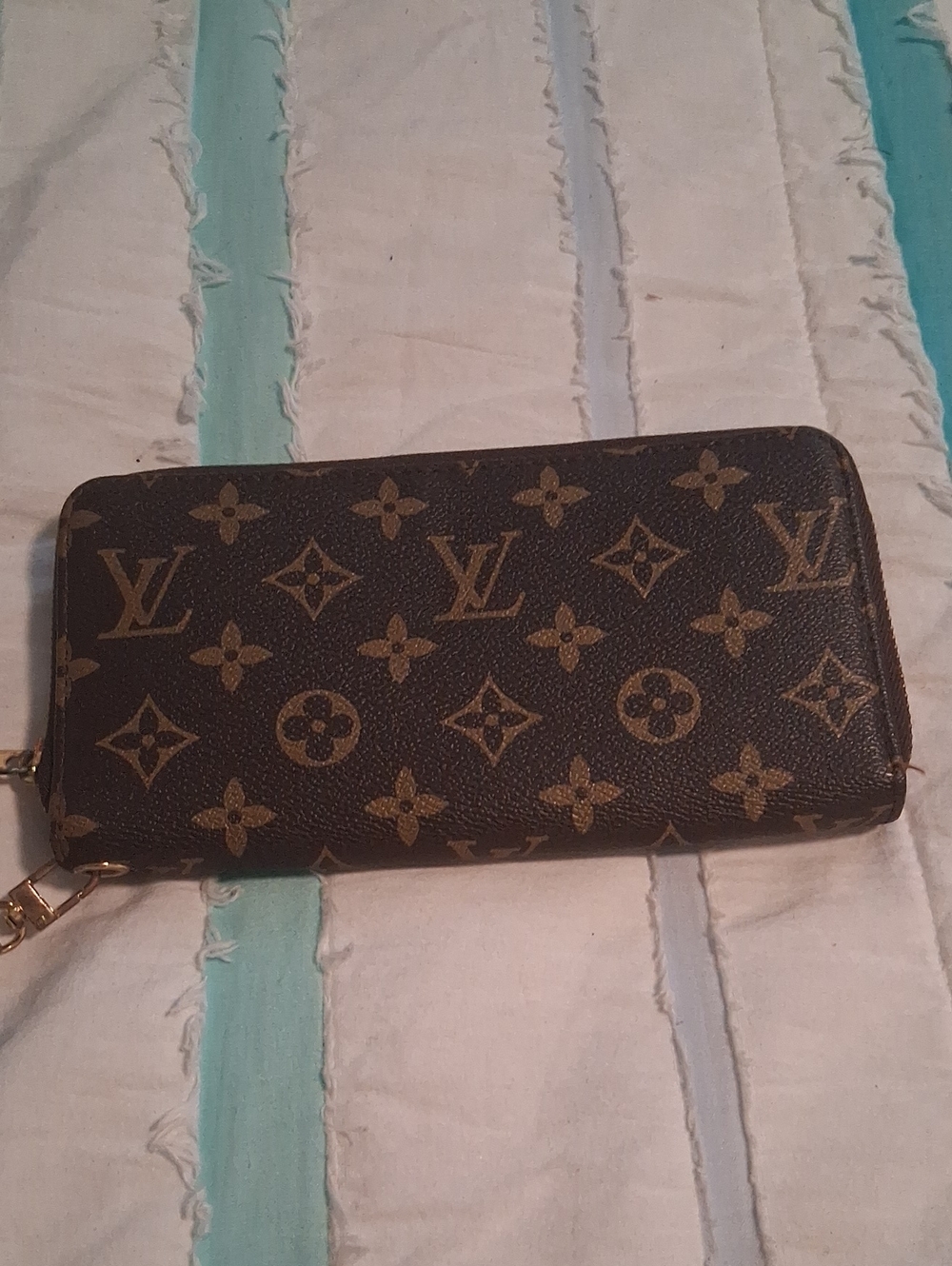 Unknown Source  Monogram Brown and Gold Zip Wallet See all Pics
